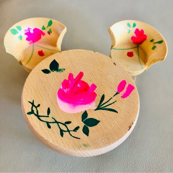 NEW Miniature Wood Table and Tea Set ~ Vintage - Picture 5 of 8